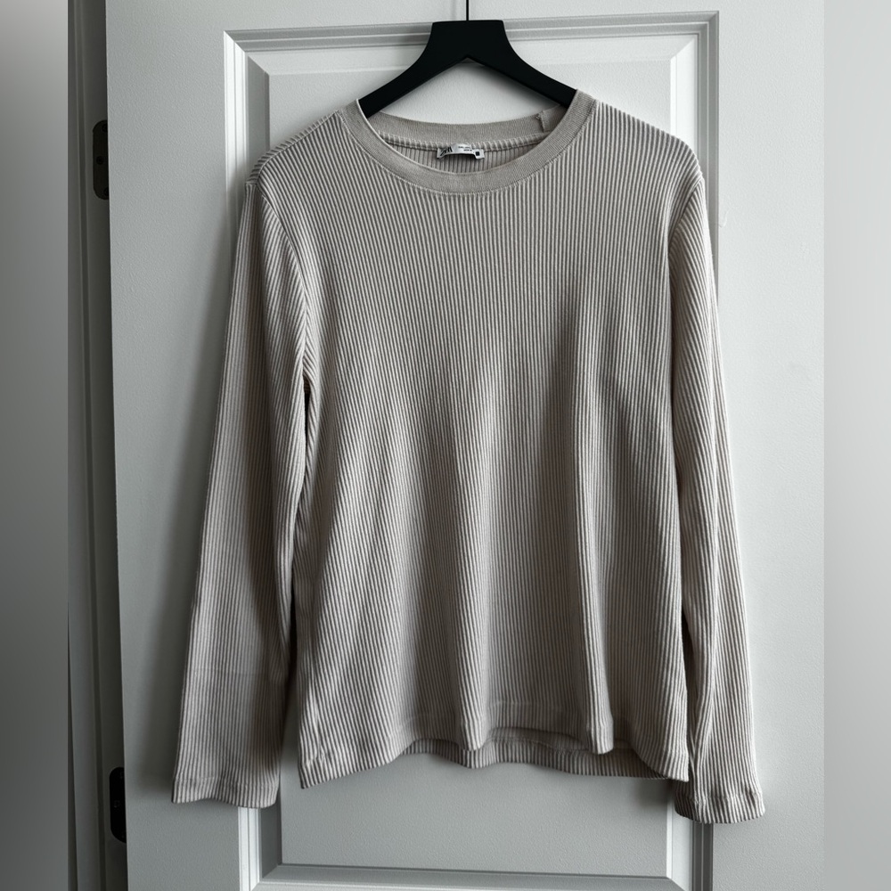 Zara Ribbed Top in Light Beige/Cream